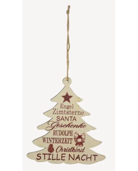 Baum mit Schriften zum Hängen, 13x15cm, 4 Motive