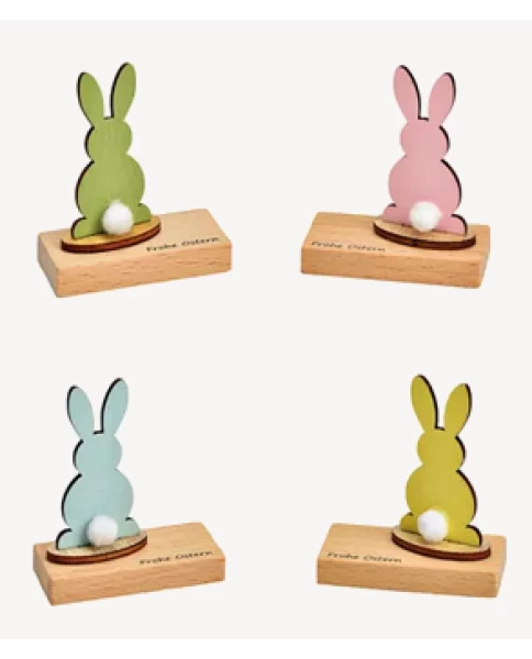 Ξύλινο διακοσμητικό λαγός Hase auf Holztafel aus Holz bunt 