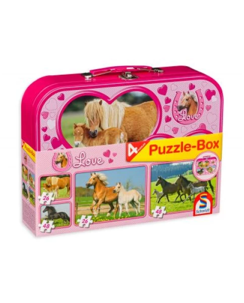 Παζλ  Άλογα - Schmidt  Pferde-Puzzle-Box 2 x 26, 2 x 48 Teile im Metallkoffer