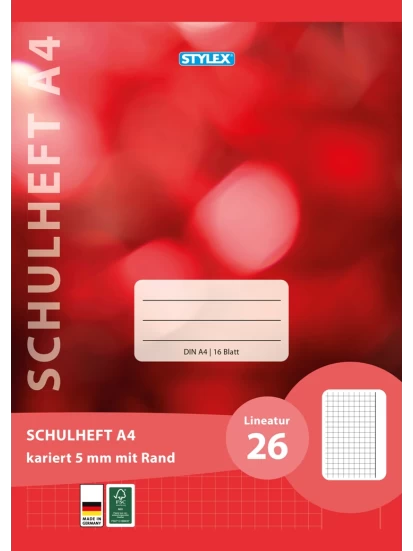 Schulheft kariert Lineatur 26 DIN A4 - Τετράδιο καρφίτσα Α4 με τετραγωνάκια 
