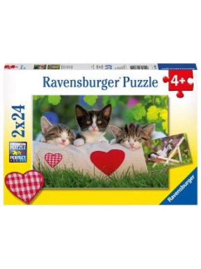 Verschlafene Kätzchen, Puzzle 2 X 24 Teile - 2 παζλ με γατάκια