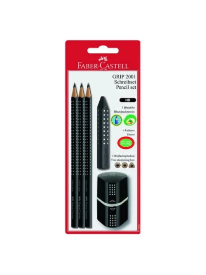 Σετ μολύβια/ξύστρα/γόμα Faber-Castell GRIP - Set Bleistifte/Radierer/Spitzer, schwarz