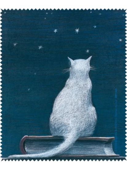 Brillenputztuch- Katze auf Buch