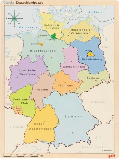 Puzzle im Puzzle Deutschland - Ξύλινο παζλ 3 επιπέδων, 30 x 40 x 1 cm