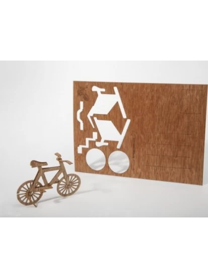 Fahrrad - Holzpostkarte - Ξύλινη ευχετήρια κάρτα με μοτίβο ποδήλατο, 13 Χ 9