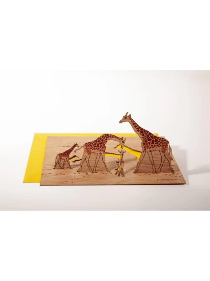 Endlich bist du auch da! - Holzgrußkarte mit PopUp-Motiv- Ξύλινη ευχετήρια κάρτα για γέννηση, 13 Χ 9