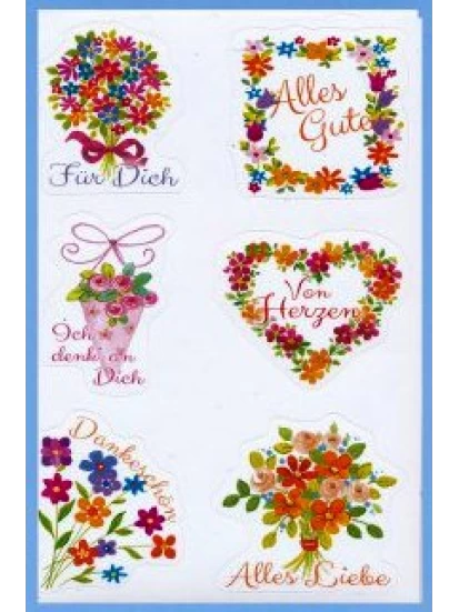 Sticker Blumen + Text