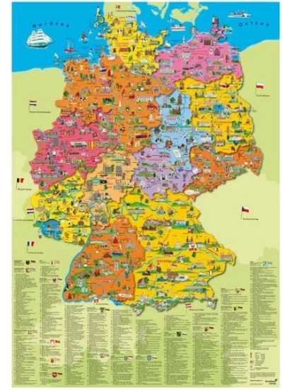 Deutschland politisch, Planokarte 103x73 - Πολιτικός χάρτης της Γερμανίας σε πόστερ