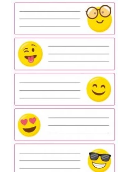 Αυτοκόλλητες ετικέτες - Buch-Etiketten Emojis/ 3 Bogen, 7.8 x 12.5 cm