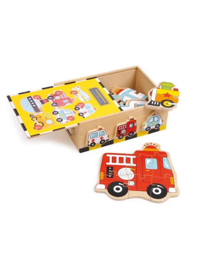 Puzzle Box Fahrzeuge, 18 x 13  x7 cm- Ξύλινο πάζλ οχήματα