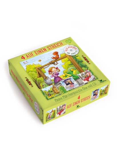 4 auf einen Streich - Meine Märchenpuzzle-Box mit CD- Παζλ παραμύθια για παιδιά με CD στα γερμανικά