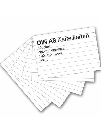 Karteikarten 1000 Stück A8 weiß liniert - Κάρτες αρχειοθέτησης Α8