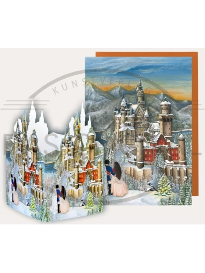 Tischadventskalender Neuschwanstein - mit Umschlag und Postkarte - τρισδιάστατη κάρτα για ρεσώ