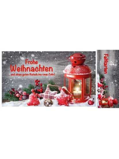 4 Faltkarten Frohe Weihnachten - Χριστουγεννιάτικες ευχετήριες κάρτες, 11x16cm