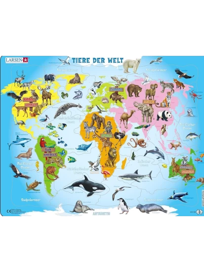 Puzzle – Tiere Der Welt- Πάζλ τα ζώα του κόσμου, 36x28 cm