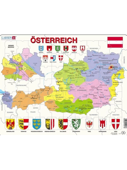Puzzle – Österreich (Politisch) - Παζλ Αυστρία, πολιτικός χάρτης 36x28 cm