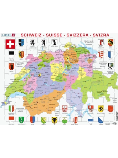 Puzzle – Schweiz (Politisch)- Πάζλ Ελβετία, 36x28 cm