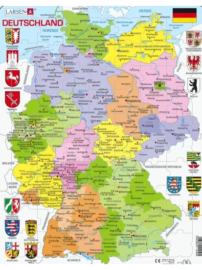 Puzzle – Deutschland (Politisch) - Παζλ Πολιτικός χάρτης της Γερμανίας, 36 x 28 cm