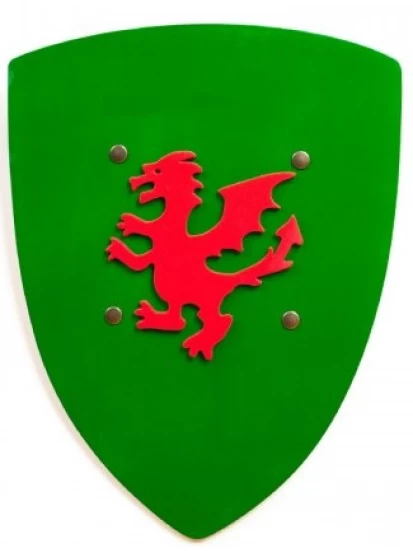 Μικρή μεσαιωνική πράσινη ξύλινη ασπίδα, 34 X 24 cm - Ritterschild Kamelot grün