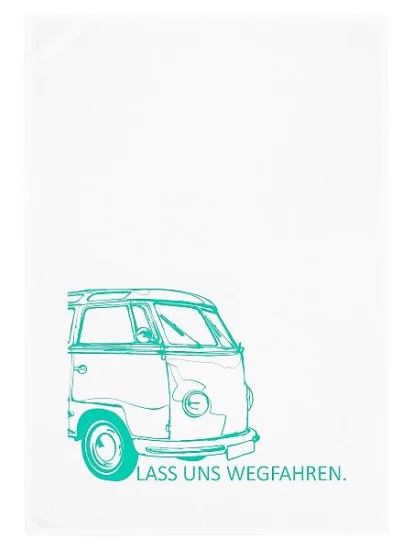 Geschirrtuch weiss, LASS UNS WEGFAHREN, pool blue- πετσέτα κουζίνας, 50 x 70 cm