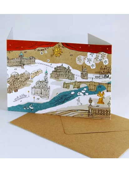 Dresden Adventskalender-Karte mit Recycling-Umschlag - Δρέσδη κάρτα-χριστ.ημερολόγιο