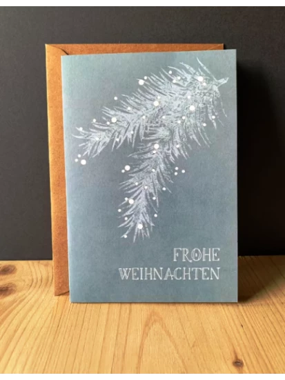 Χριστουγεννιάτικη κάρτα - Klappkarte Tannenzweig Frohe Weihnachten mit Umschlag