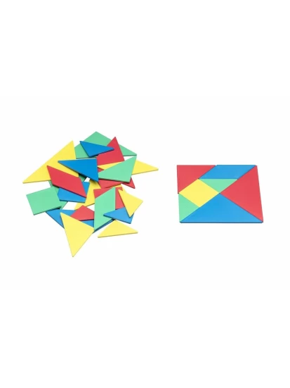 Εκπαιδευτικό παιχνίδι Tangram - Farbiger Tangramsatz, 28 Teile aus RE-Plastic°