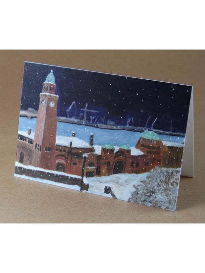 Χριστουγεννιάτικη κάρτα - Weihnachtskarte von R. Schöb: Landungsbrücken in Hamburg, St. Pauli