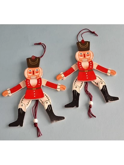 Holz Hampelmann Soldat rot,  (18 cm)