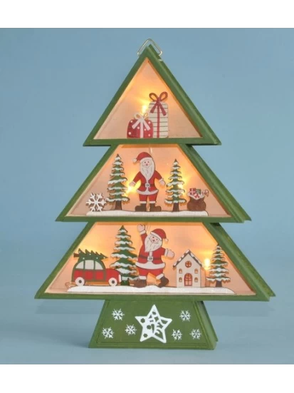 Holz Dekobaum gruen LED (24 cm)