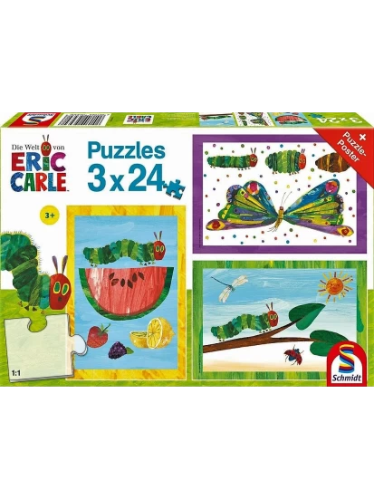 Παζλ Eric Carle, Die kleine Raupe Nimmersatt, Kinderpuzzle mit Poster