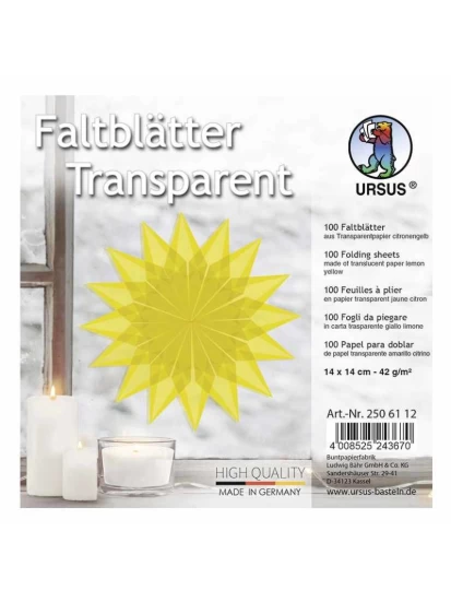 Διάφανα φύλλα κίτρινα για κατασκευή - Faltblätter Transparentpapier gelb