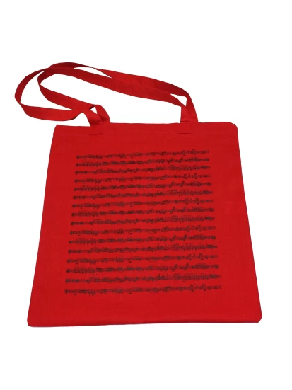 Υφασμάτινη τσάντα Μουσικές νότες, κόκκινη, 26 x 30 cm - Shopper Notenlinien rot