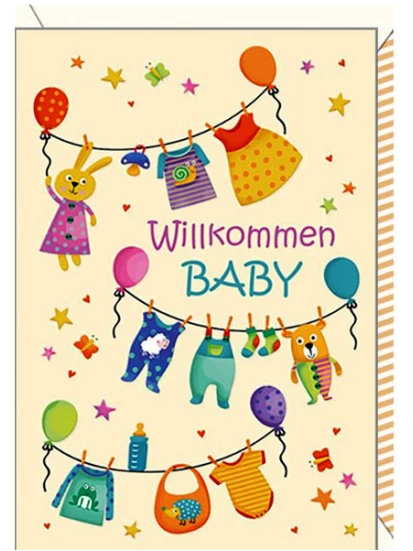 Grusskarte zur Geburt WILKOMMEN BABY