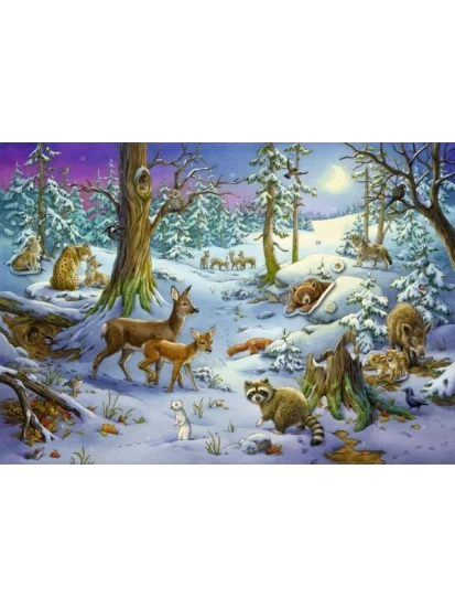 Χριστουγεννιάτικο ημερολόγιο - Sticker-Adventskalender - Tiere im Winterwald, 42x30 cm