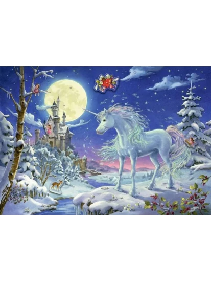 Χριστουγεννιάτικο ημερολόγιο - Sticker-Adventskalender - Einhorn im Zauberwald, 42 x30 cm