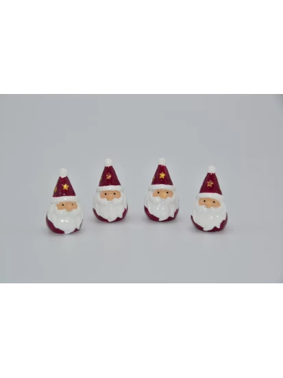 Σετ κεραμικά στολίδια Άγιος Βασίλης x 4 - Set Keramik Santa Klausel Figuren (3.5 cm)