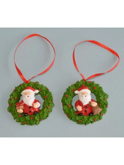 Christbaumschmuck Poly Kranz mit Nikolaus (5.5 cm)