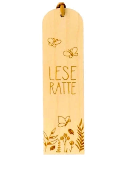 Ξύλινος σελιδοδείκτης - Lesezeichen LeseRatte Floral (16x4.5cm)