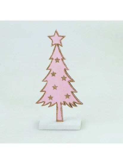 Holz deko Tannenbaum rosa (18 cm)