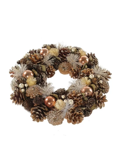 Deko-Kranz mit Zapfen braun/kupfer 