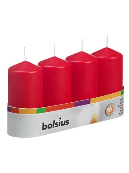 Bolsius 4 Stumpenkerze rot