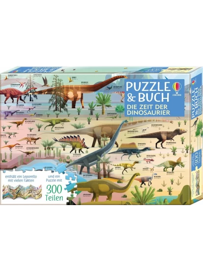 Puzzle & Buch: Die Zeit der Dinosaurier - Παζλ δεινόσαυροι