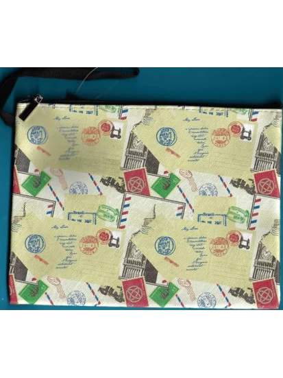Τσαντάκι κασετίνα με μοτίβο γραμματόσημα - Kosmetik Etui Briefmarken