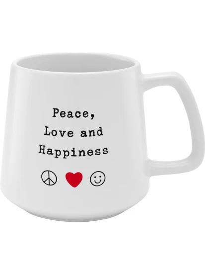 Tasse Konisch Peace, Love and Happiness