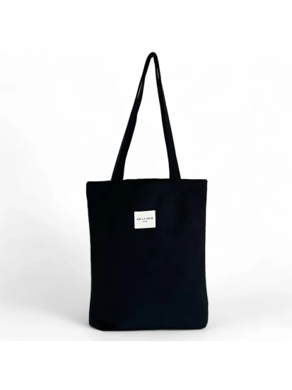 DE LA MUR tote bag velvet μαύρη 36 x 39 cm