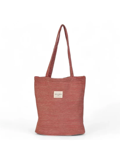 DE LA MUR tote bag red stripes 36 x 39 cm