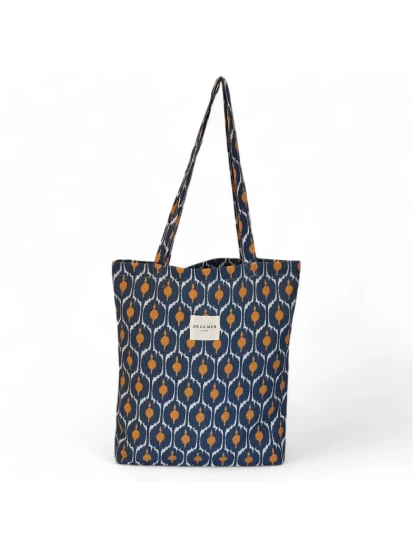 DE LA MUR tote bag geometric print blue yellow 36 x 39 cm