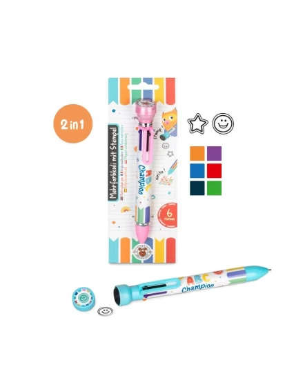 ABC CHAMPIONS στυλό σε έξι χρώματα με σφραγιδάκι - Mehrfarbkuli 6-farbig mit Stempel