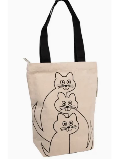 Tote Bag Süße Katzen - τσάντα με φερμουάρ από ανακυκλωμένα υφάσματα